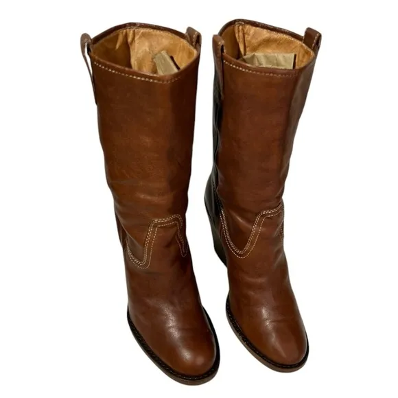 Women's Vintage Frye Caroline Campus Midshaft Wedge Heel Boots Size 8