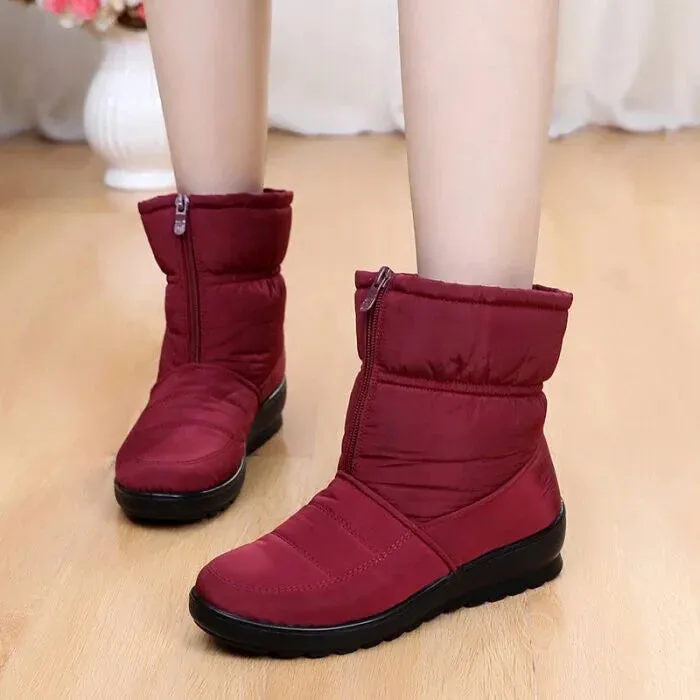 Women's Waterproof Warm Cotton Zipper Snow Ankle Boots