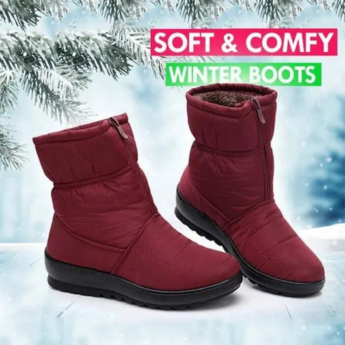 Women's Waterproof Warm Cotton Zipper Snow Ankle Boots