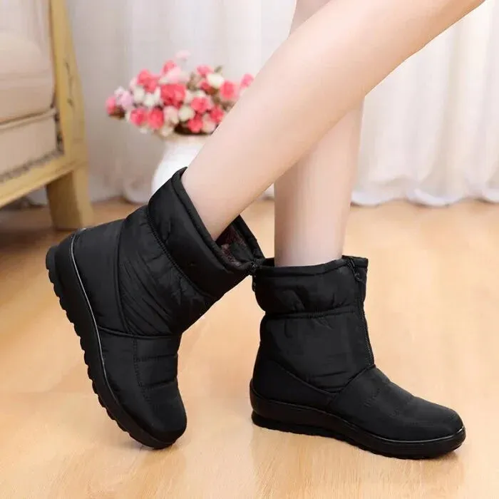 Women's Waterproof Warm Cotton Zipper Snow Ankle Boots