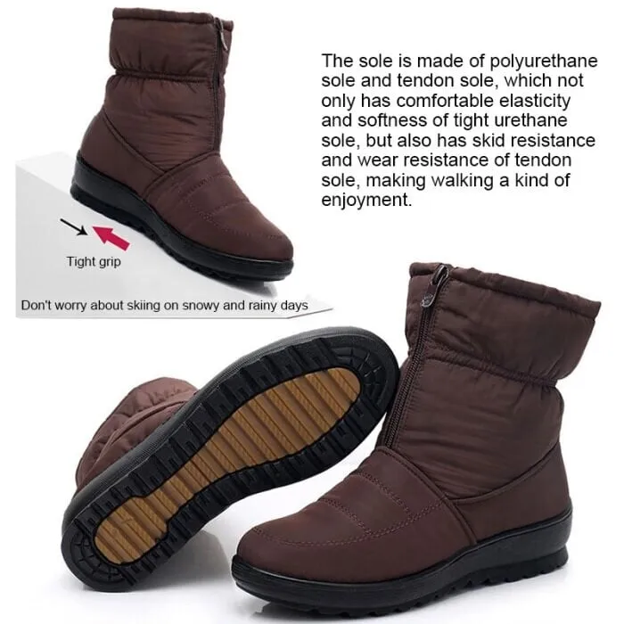 Women's Waterproof Warm Cotton Zipper Snow Ankle Boots