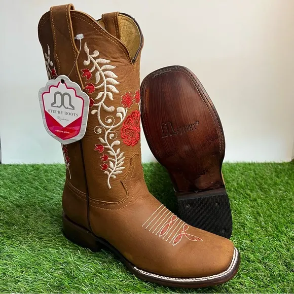 WOMEN'S WESTERN RODEO COWGIRL BOOTS GENUINE LEATHER LADIES BOTA VAQUERA …