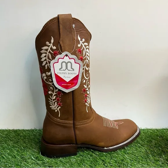 WOMEN'S WESTERN RODEO COWGIRL BOOTS GENUINE LEATHER LADIES BOTA VAQUERA …