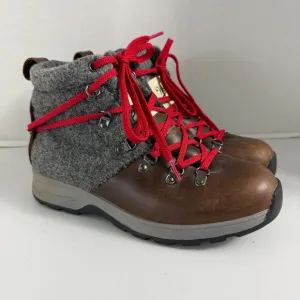 Woolrich Rockies II Hiking Boots Brown Leather Gray Wool Waterproof Women's 8