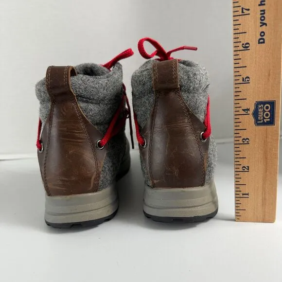 Woolrich Rockies II Hiking Boots Brown Leather Gray Wool Waterproof Women's 8
