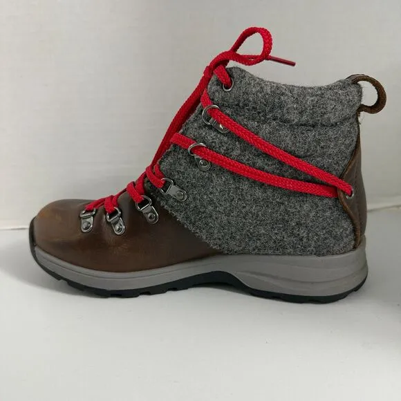 Woolrich Rockies II Hiking Boots Brown Leather Gray Wool Waterproof Women's 8