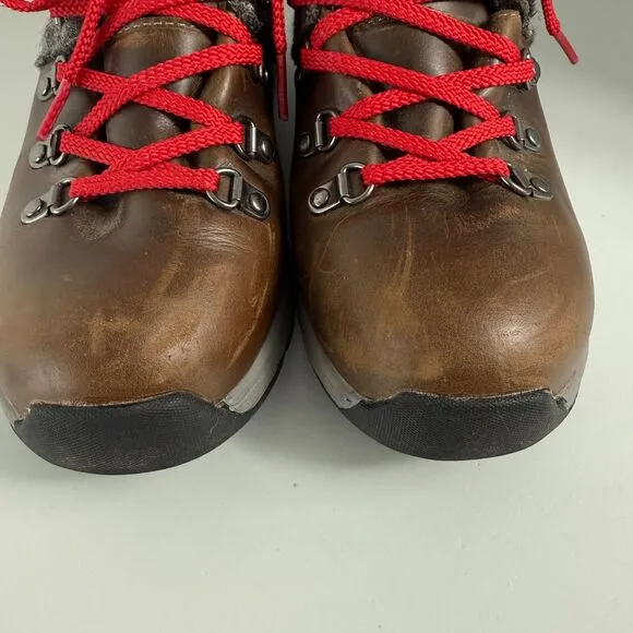 Woolrich Rockies II Hiking Boots Brown Leather Gray Wool Waterproof Women's 8
