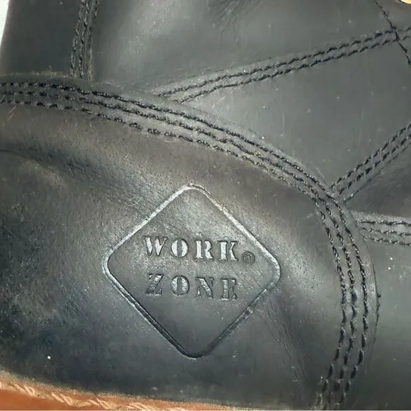 Work Zone Black Waterproof Steel Toe Work Boots - Oil Resistant, Size 9.5