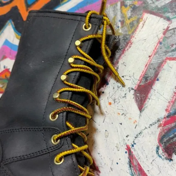 Work Zone Black Waterproof Steel Toe Work Boots - Oil Resistant, Size 9.5