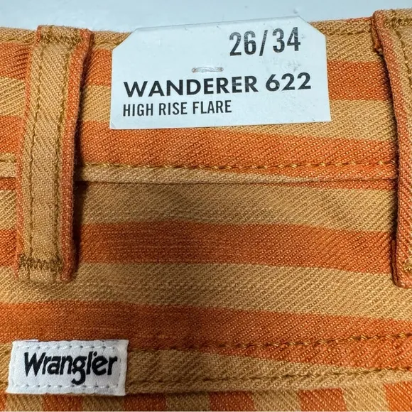 Wrangler | The Wanderer 622 High Rise Flare Goldie Orange Brown Stripe - NWT