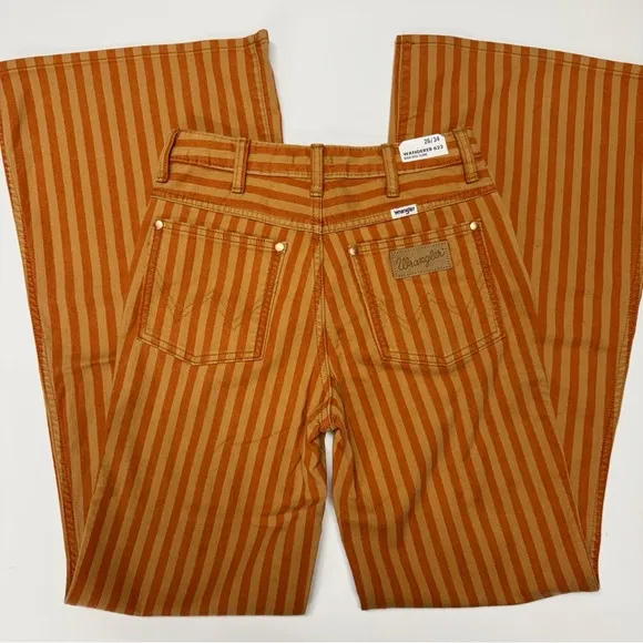 Wrangler | The Wanderer 622 High Rise Flare Goldie Orange Brown Stripe - NWT