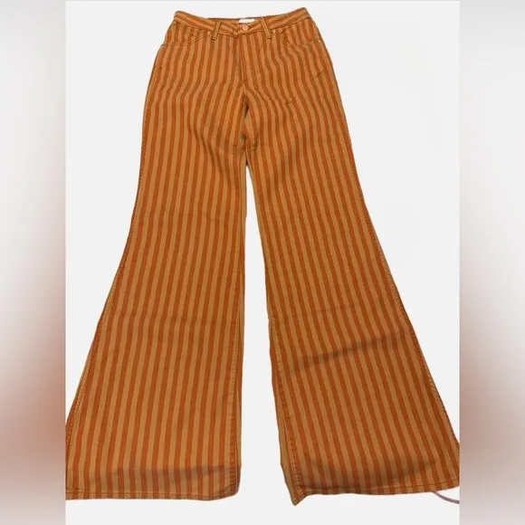 Wrangler | The Wanderer 622 High Rise Flare Goldie Orange Brown Stripe - NWT