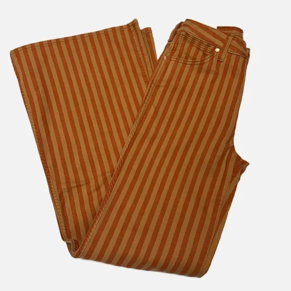 Wrangler | The Wanderer 622 High Rise Flare Goldie Orange Brown Stripe - NWT
