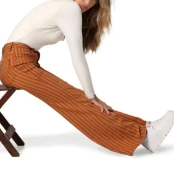 Wrangler | The Wanderer 622 High Rise Flare Goldie Orange Brown Stripe - NWT