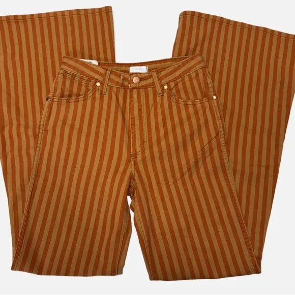 Wrangler | The Wanderer 622 High Rise Flare Goldie Orange Brown Stripe - NWT