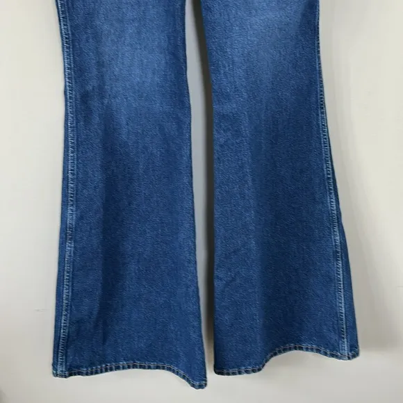Wrangler Wanderer Jean Indigood Earthwash Women High Rise Flare Stretch 28 x 34
