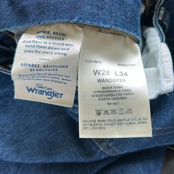 Wrangler Wanderer Jean Indigood Earthwash Women High Rise Flare Stretch 28 x 34