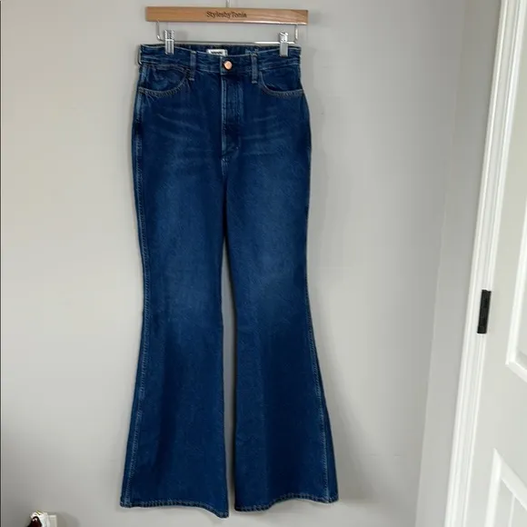Wrangler Wanderer Jean Indigood Earthwash Women High Rise Flare Stretch 28 x 34