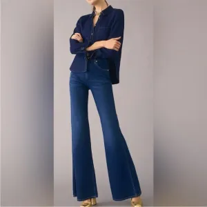 Wrangler Wanderer Jean Indigood Earthwash Women High Rise Flare Stretch 28 x 34