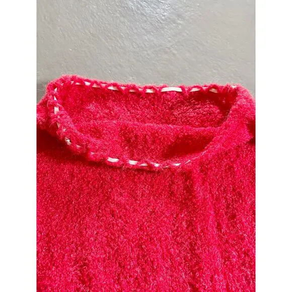 Y2K Cherry Red Fuzzy Knit 3 Piece Set Holiday Party Perfect Size S/M