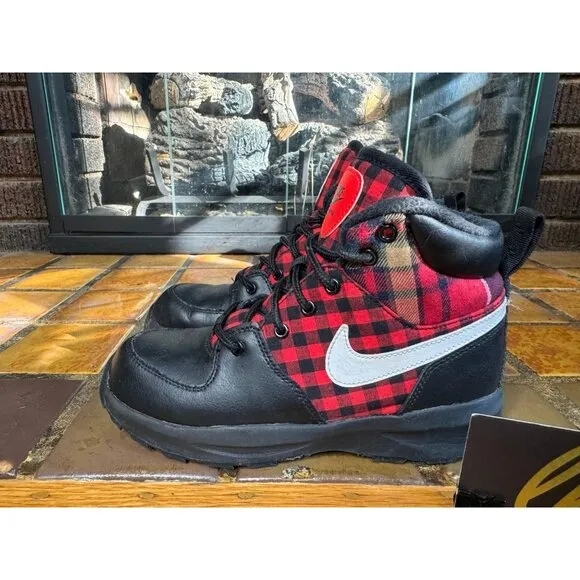 Youth 2y Nike Manoa SE Black Habanero Hiking Snow Boots AR1704-001