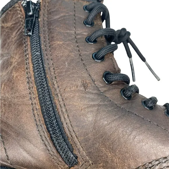 Youth Doc Martens Brown Leather Lace Up Combat Boots AW004 Size 2