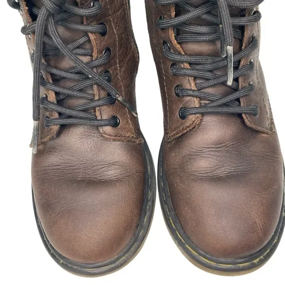 Youth Doc Martens Brown Leather Lace Up Combat Boots AW004 Size 2