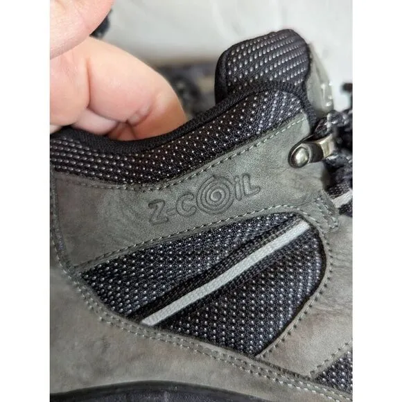 Z-Coil High Desert Gray and Black Hiking Boots Pain Relief Spring Heel Size 10