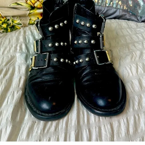 Zadig &amp; Voltaire Laureen Studded Black Leather Ankle Boots