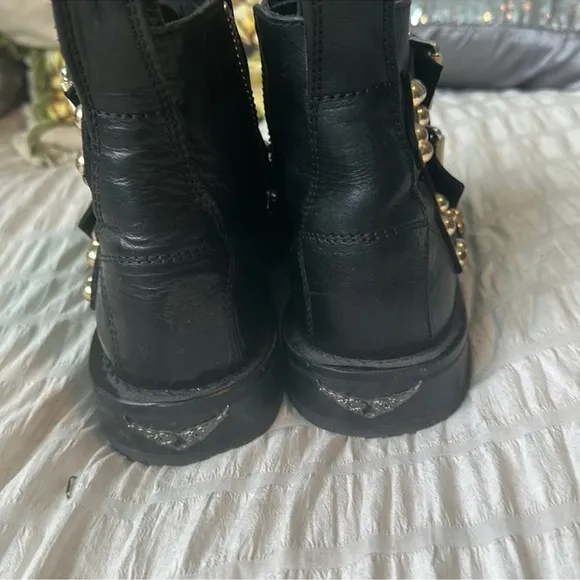 Zadig &amp; Voltaire Laureen Studded Black Leather Ankle Boots