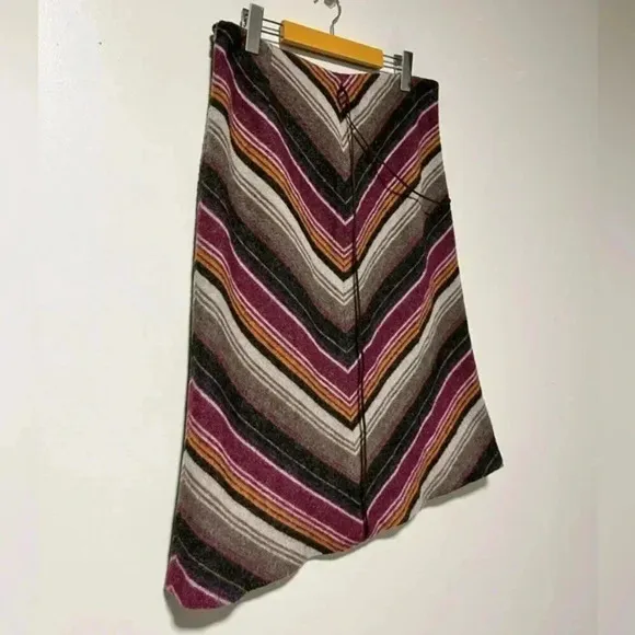 Zara Basic Fall/Winter Wool-Blend Chevron Stripe A-Line Skirt, Size 10