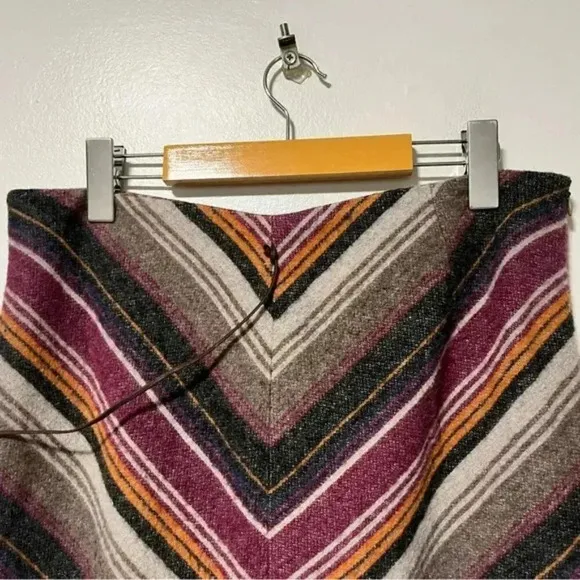 Zara Basic Fall/Winter Wool-Blend Chevron Stripe A-Line Skirt, Size 10