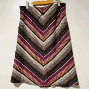 Zara Basic Fall/Winter Wool-Blend Chevron Stripe A-Line Skirt, Size 10