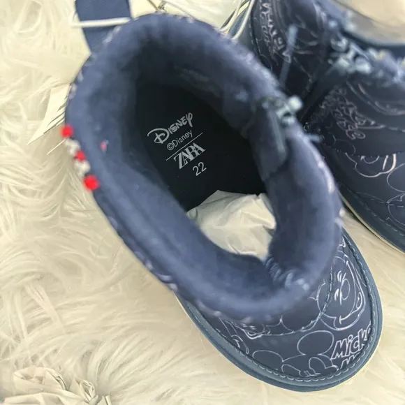 Zara Kids Disney Mickey Mouse Blue Snow Rain Boots Size 22