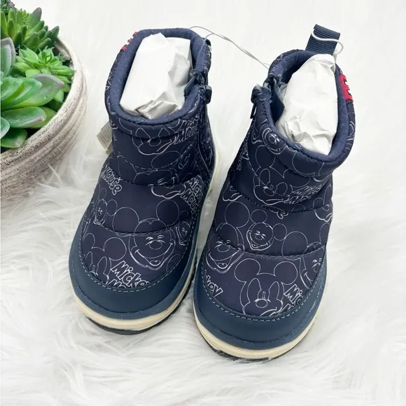 Zara Kids Disney Mickey Mouse Blue Snow Rain Boots Size 22
