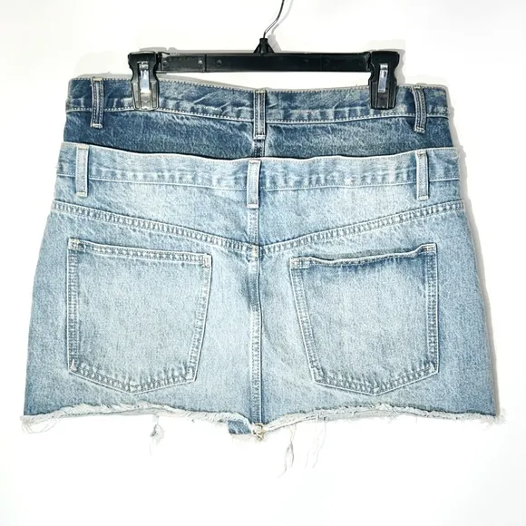 Zara NEW Women's High Waist Double Denim TRF Mini Skirt Blue Size Large RARE HTF