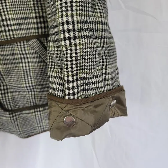 Zara Olive Drab Green Heritage Plaid Quilted Equestrian Riding Jacket Size Small