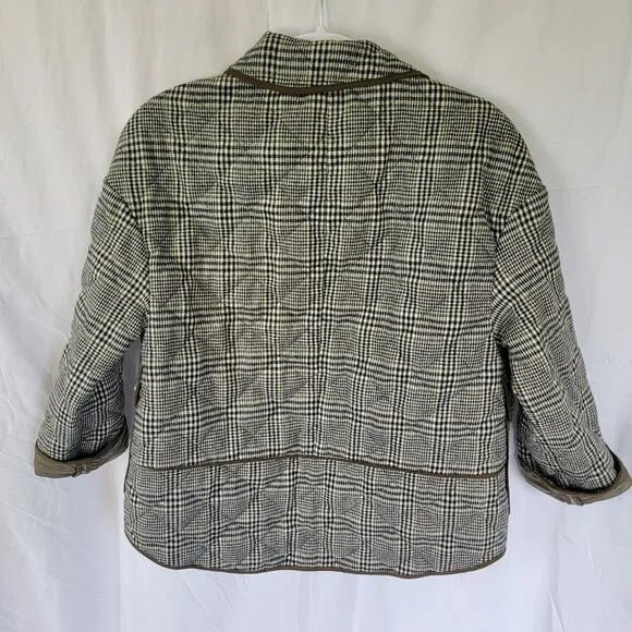 Zara Olive Drab Green Heritage Plaid Quilted Equestrian Riding Jacket Size Small