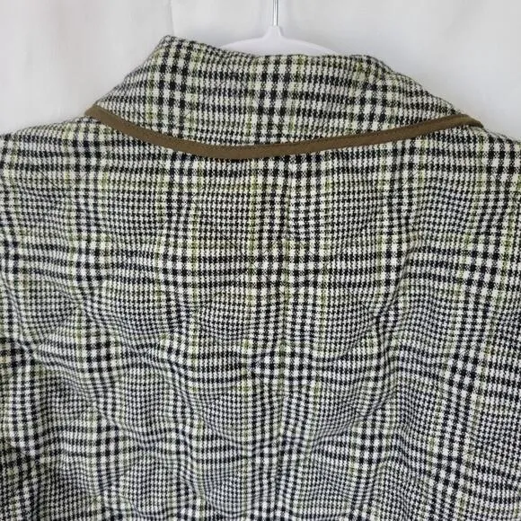 Zara Olive Drab Green Heritage Plaid Quilted Equestrian Riding Jacket Size Small
