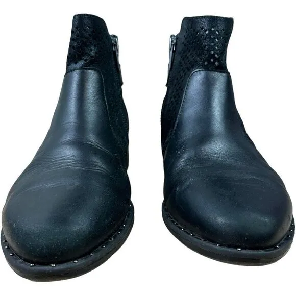 Ziera Skylah-XF Perforated Black Leather Ankle Boots 40 / 9.5