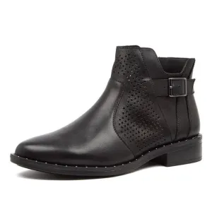 Ziera Skylah-XF Perforated Black Leather Ankle Boots 40 / 9.5