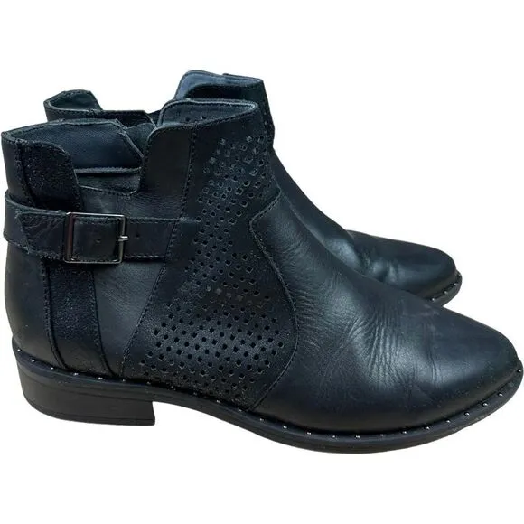 Ziera Skylah-XF Perforated Black Leather Ankle Boots 40 / 9.5