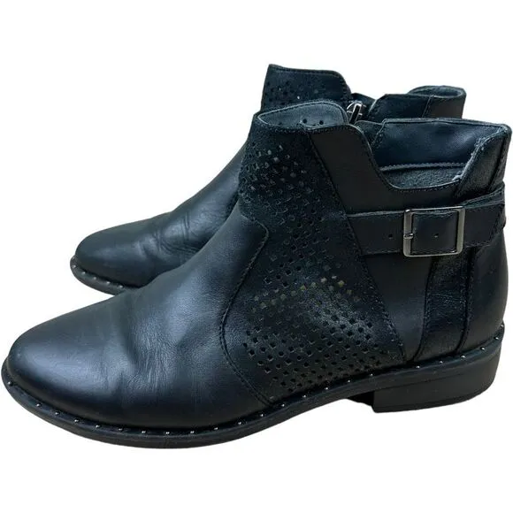 Ziera Skylah-XF Perforated Black Leather Ankle Boots 40 / 9.5